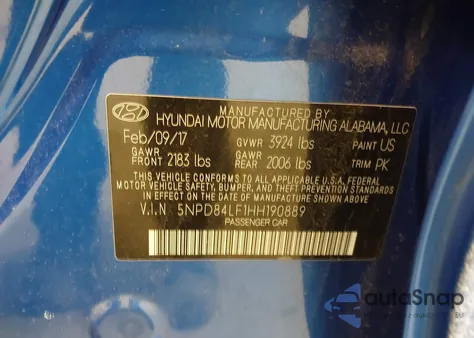 2017 Hyundai Elantra Se из США, поврежденный, VIN 5NPD84LF1HH190889